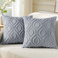 decorUhome Fall Throw Pillow Covers 24x24 Inch Set of 2, Soft Plush Decorative Faux Fur Blue Grey Solid Couch Pillow Covers, Accent Farmhouse Neutral Square Euro Pillow Cases for Sofa Bed Living Room-Ruum Studio Home