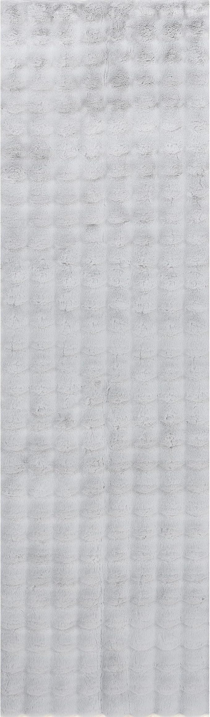 nuLOOM Jeni Solid Faux Rabbit Machine Washable Runner Rug, 2' 6" x 10', Silver-Ruum Studio Home