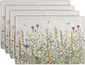 Rustic Wildflower Floral Placemats Set of 4 Spring Summer Vintage Flowers Plants Herbs Linen Table Mats 12x18 Inch Seasonal Flower Decorative Place mats for Farmhouse Kitchen Dining Decoration-Ruum Studio Home