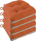 Non Slip Chair Cushions for Dining Chairs Set of 4 Kitchen Chair Cushions 18"x18"x3" Turfted Chair Pads Comfortable and Soft Seat Cushion with Ties, Orange-Ruum Studio Home
