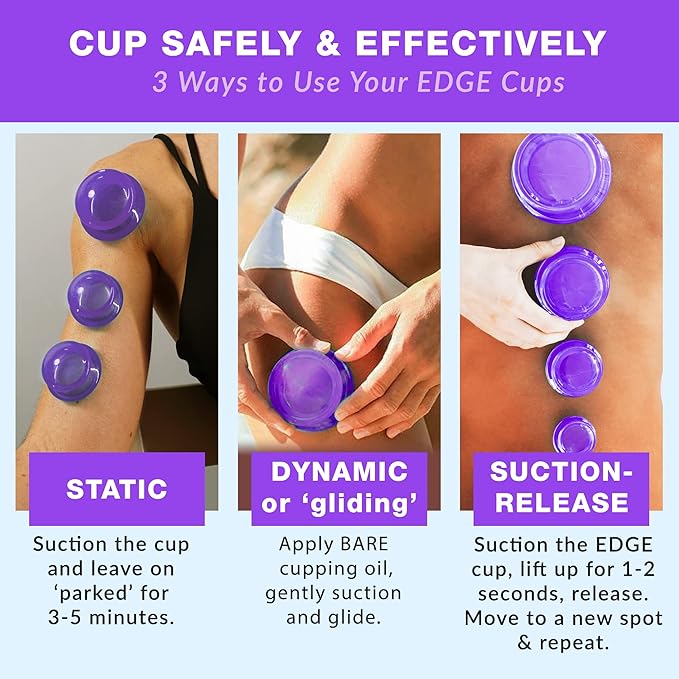 Silicone Cupping Therapy Set Professional Massage Cupping Cups for Cupping Therapy 4 Cup Kit for Massage, Myofascial Release, Cellulite Reduction (Lure Purple)-Ruum Studio Home