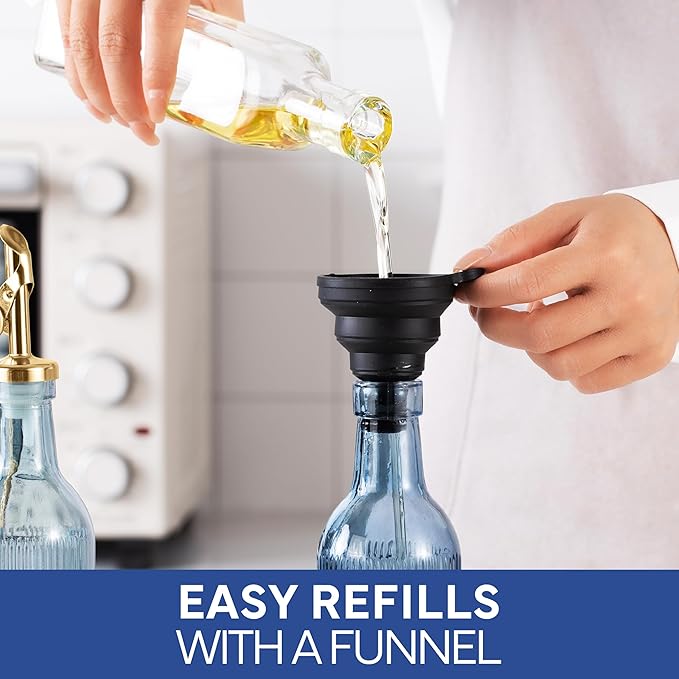 COOK WITH COLOR Glass Olive Oil Bottle Dispenser - 2 Pack- 17oz Oil and Vinegar Cruet - Olive Oil Carafe Decanter for Kitchen-Ruum Studio Home