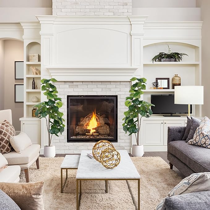 Artificial Fiddle Leaf Tree, 6ft Faux Plant Fake Ficus Lyrata Trees with White Planter, Artificial Fig Trees Floor Plants for House Office Living Room Indoor Home Decor, Housewarming Gift-Ruum Studio Home