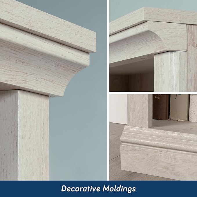 Sauder 5 Tier Book Shelf Wooden Bookcase Multipurpose Bookshelf for Home Office, Living Room, in Chalked Chestnut-Ruum Studio Home