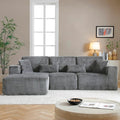 HYJT-H&K Modular Sectional Sofa Cloud Sectional Couch, 107" Comfy Fluffy L Shaped Dark Grey Couches for Living Room, Deep Seat Memory Foam Plush Corduroy Boneless Couch Sectionals Left Facing Chaise-Ruum Studio Home