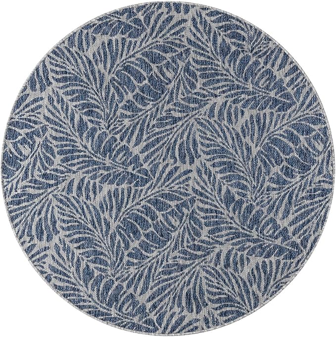 Keen Home Design Terrace Outdoor Round Rug - 8ft Round Washable Indoor/Outdoor Rug for Patio, Kitchen, Balcony, Beach, Garden, Deck and Porch, Size: 7'7" Round-Ruum Studio Home