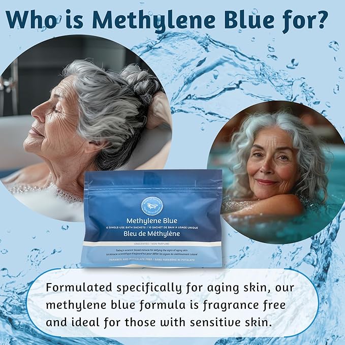 Methylene Blue Bath Soak | Age Defying Serum for Aging and Fragile Skin | Supplement for Defying The Signs of Aging Fragile Skin | USP Pharmaceutical Grade | 10 Dissolvable Sachets-Ruum Studio Home