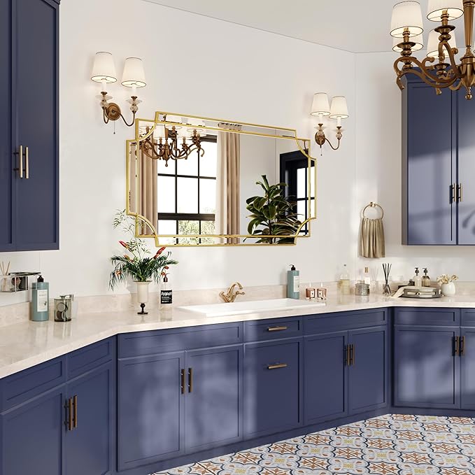 Kelly Miller 28"x50" Large Gold Mirror for Wall, Modern Elegant Decorative Mirror Rectangular Vanity Mirror Beveled for Bathroom Living Room Bedroom Farmhouse Fireplace Entryway Hallway-Ruum Studio Home