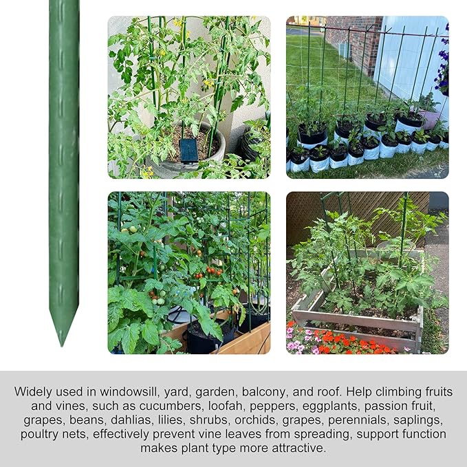 Garmeinea Garden Stakes 57 Inches Plastic Coated Steel Plant Stakes for Growing Climbing Plants, Pack of 25-Ruum Studio Home