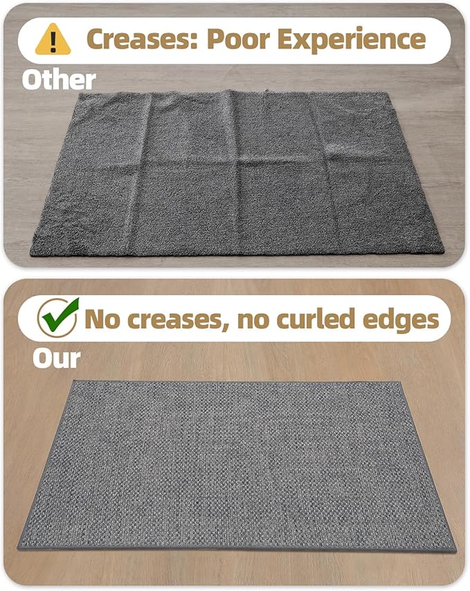 Color&Geometry Front Door Mat Indoor 27"x59", Rugs for Entryway, Non Slip Washable Low-Profile Inside, Entry Mat Entry Rug Door Mat Indoor Entrance, Light Grey (Rolled-up NO Creases)-Ruum Studio Home