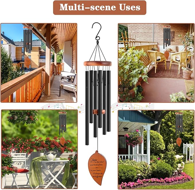 Memorial Sympathy Wind Chimes, Sympathy Gift Baskets in Memory of a Loved One Mother Father for Memorial/Bereavement/Condolence, 30" Wooden-Ruum Studio Home