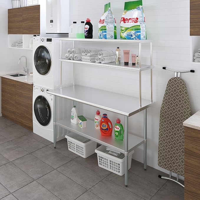 AmGood Double OverShelf Stainless Steel NSF - Many (60" Long x 14" Deep)-Ruum Studio Home