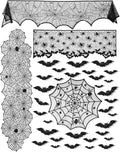 eZAKKA 5 Pack Halloween Decorations Indoor Halloween Spider Web Tablecloth Table Runners Fireplace Mantel Scarf Cobweb Lampshade Scary 3D Bats for Parties Gothic Spooky Home Decoration-Ruum Studio Home