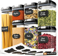 Chef's Path - Set of 7 Airtight Food Storage Containers for Kitchen Storage - Clear Plastic - Durable Strong Lids - Labels and Chalk Marker-Ruum Studio Home