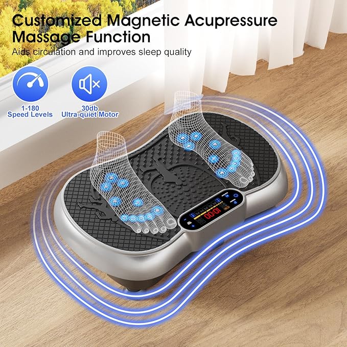 Vibration Plate Exercise Machine, 180 Speed Levels Vibration Plate for Lymphatic Drainage, Whole Body Workout Vibrating Fitness Platform, Effective for Weight Loss, Shaping, Toning & Wellness-Ruum Studio Home