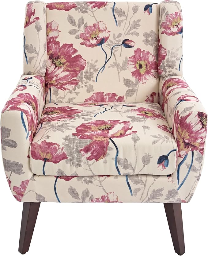 UIXE Floral Accent Chair, Modern Upholstered Armchair in Fabric for Living Room, Comfy Club Arm Chairs Single Sofa Button Tufted Bedroom Reading Seat - Pattern White, Set of 2-Ruum Studio Home