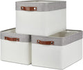 DULLEMELO Storage Baskets for Organizing, Shelves,Bedroom, Decorative Storage Bins with Leather Handles, Fabric Storage Basket for Office, Toys(3-Pack Medium-15 inch X 11 inch X 9.5 inch , Grey&White)-Ruum Studio Home