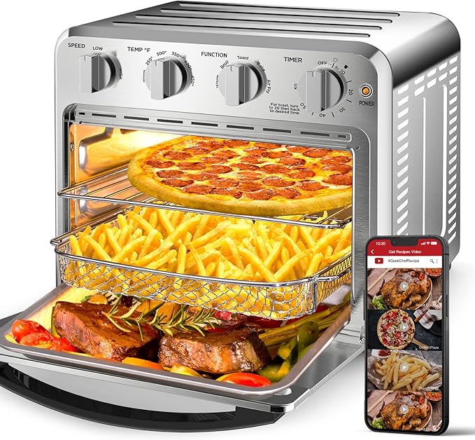 Air Fryer, Geek Chef Convection Air Fryer Toaster Oven, 4 Slice Toaster Airfryer Countertop Ovens, Electric Hot Ovens Oilless Cooker, Accessories & E-Recipes Included, ETL Listed, 16QT-Ruum Studio Home