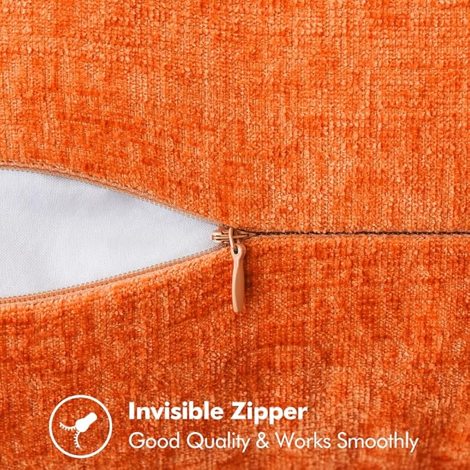MIULEE Pack of 2 Fall Couch Throw Pillow Covers 18x18 Inch Bright Orange Farmhouse Decorative Pillow Covers with Stitched Edge Soft Chenille Solid Dyed Pillow Covers for Sofa Bed Living Room-Ruum Studio Home