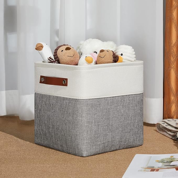 DULLEMELO 11 Inch Cube Storage Bins Fabric Storage Cubes 4 Pack Foldable Cube Storage Baskets for Cube Organizer, Cube Storage Organizer Bins for Home Office Organizer Closet, Shelves, Toy, Nursery-Ruum Studio Home