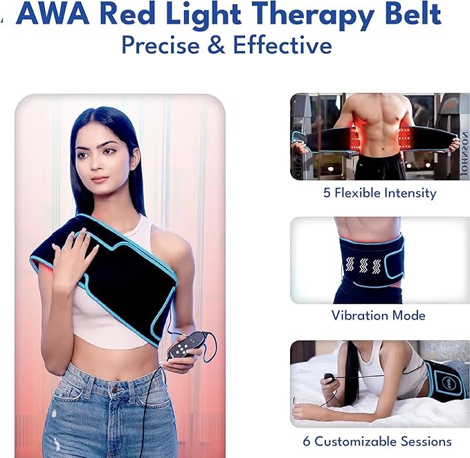 Red Light Therapy Belt with 126 High-Intensity LEDs for Targeted Relief, 660nm & 850nm Infrared Light, Heat and Vibration for Back, Waist, and Muscle Recovery, FSA HSA Eligible-Ruum Studio Home