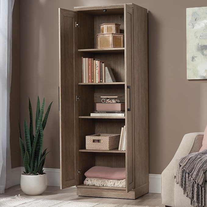 HomePlus Kitchen Pantry Storage Cabinet with Adjustable Shelves, Laundry Bathroom Storage Cabinet, Brushed Oak Finish-Ruum Studio Home