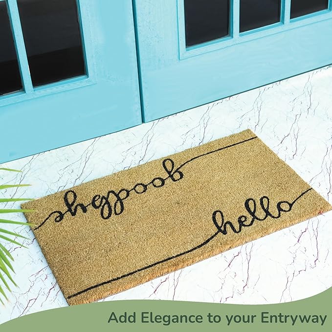 Welcome Doormats, Natural Coco Coir Mats with Non-Slip PVC Backing, Indoor Outdoor Mats for Home & Office, Spring Door Mat, Floor Mats for Door Decor, Beige & Black, 30"x17"-Ruum Studio Home