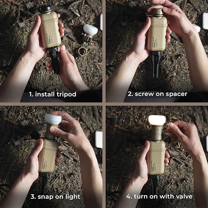 ELECOM NESTOUT Outdoor Camping LED Lantern w/ Mini Tripod, Dimmable USB Powered Soft LED Light, IP44 Water Dust Resistant, 10-350 Lumen, Portable Lamp for NESTOUT Power Bank, Black (LAMP-1)-Ruum Studio Home