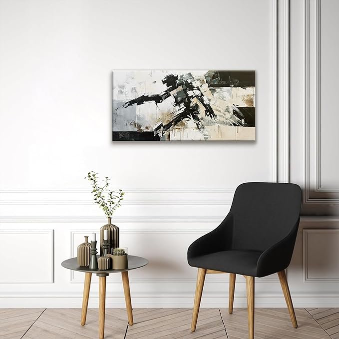 TAIJXAGSG Abstract Wall Art Minimalist Abstract Art Painting Cool Black Robot Modern Canvas Art Wall Decor Picture For Bedroom Office Home Wall Decor 20"X40"Ready To Hang-Ruum Studio Home