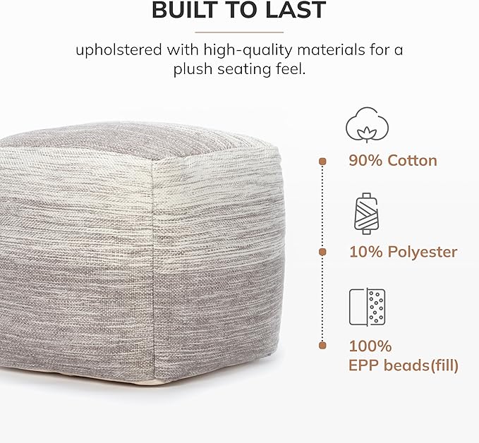 Anji Mountain 20"x20"x20" Handmade & Handcrafted Ottoman Pouf Comfortable Pouf Ottoman Foot Rest & Home Décor Accent for Living Room, Bedroom, Nursery, Kids Room, Patio-Ruum Studio Home
