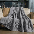 Pawque Super Soft Cozy Throw Blanket Twin Size for Couch Bed, Fluffy Sherpa Fleece Reversible Thick Warm Fuzzy Blanket for All-Season, 3D Checkered Jacquard Decorative Blankets, Grey, 60" x 80"-Ruum Studio Home