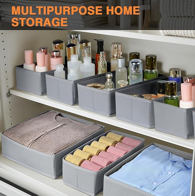 DIMJ Drawer Organizer Clothes 18 Pack - Foldable Baby Organizers and Storage & Dresser Organizer for Bedroom, Closet - Nursery Organization Dresser Dividers for underwear, Sock,Bra, Belt, Tie, Gray-Ruum Studio Home