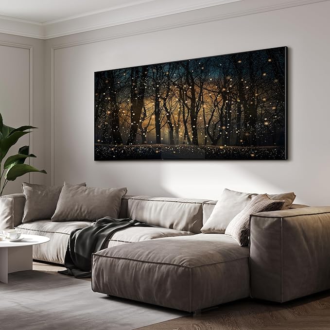 SIGNWIN 36"x72" Extra Large Framed Wall Art Magical Firefly Night Forest, Enchanted Woodland Scene for Home Living Room Bedroom Decor (Frame Assembly Required)-Ruum Studio Home