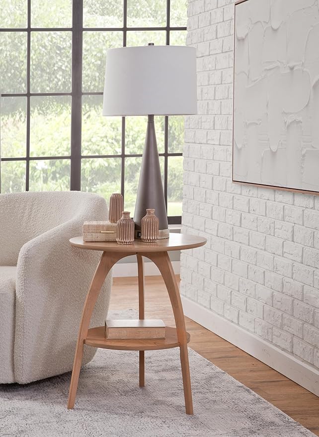 Martin Svensson Home LAX 20" Round End/Side Table with Storage, Light Oak-Ruum Studio Home