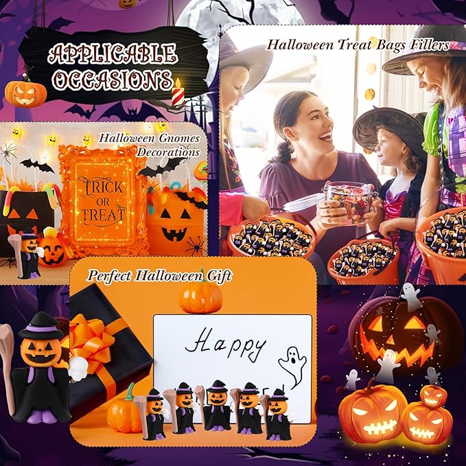 50 Pcs Halloween Mini Figurines Tiny Pumpkin Figures to Hide and Seek Rubber Wizard Miniatures Ornaments Gifts for Halloween Party Favors Table Decorations(Wizard)-Ruum Studio Home