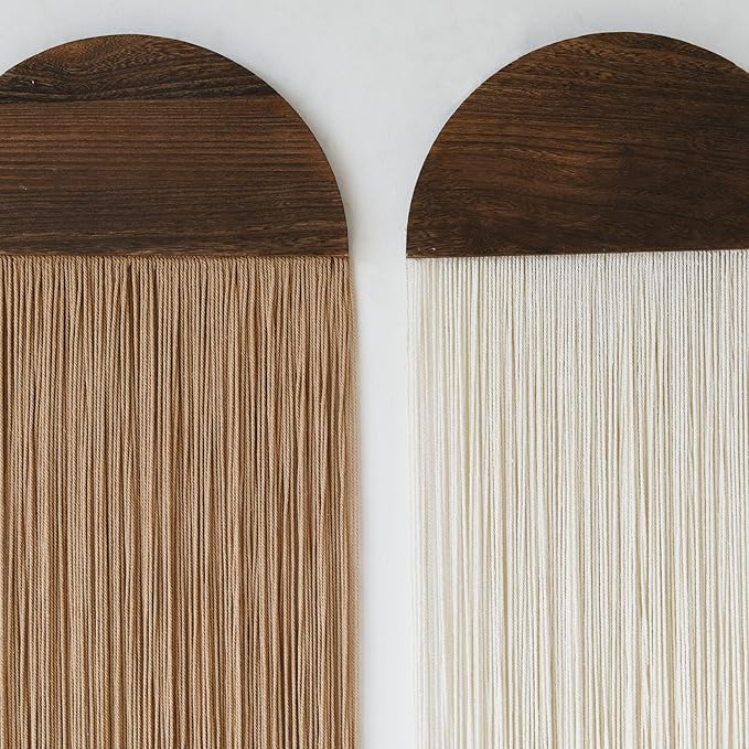 Flber 2 Pcs Macrame Wall Hanging Boho Wall Decor Handmade Macrame Art Tapestry Wedding Macrame Backdrop 13.7" W x 51" L For Living room Bedroom Headboard Decor-Ruum Studio Home