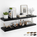 RICHFOCUS 48Inch Floating Shelves for Wall 2 Pack Shelves for Bedroom|Kitchen|Bathroom Wall Mounted Rustic Wood Floating Shelf with Invisible Brackets for Books|Storage|Decor, Black-Ruum Studio Home