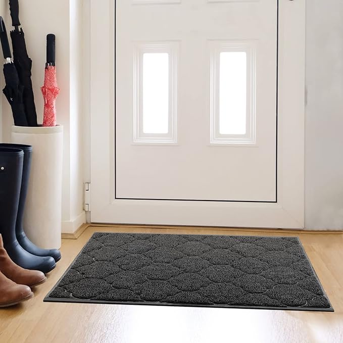 Door Mat Outdoor, 24x36, Welcome Mats for Entryway, Front Doormat for Home Entrance, Indoor Floor Mat, Durable, Non-Slip, Boot Scraper, Catches Muddy and Dirt (Black)-Ruum Studio Home