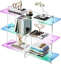 Acrylic Bookshelf, Small 3 Tier Open Bookcase for Small Spaces,Sofa Table, Hallway Entry Table for Home Living Room (Iridescent, 39.4" x 11.8" x 31.5)-Ruum Studio Home
