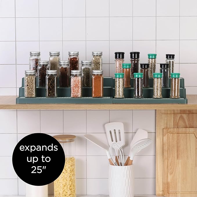 SIMPLEMADE 3-Tier Spice Rack Organizer - Versatile Storage Shelf for Kitchen, Bathroom, Bedroom & Office, Set of 2, Expandable Sage-Ruum Studio Home