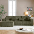 Modular Sectional Sofa Cloud Sectional Couch, 135" Comfy Fluffy L Shaped Olive Green Couches for Living Room, Deep Seat Memory Foam Plush Corduroy Boneless Couch Sectionals Left Facing Chaise Sofa-Ruum Studio Home