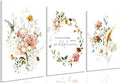 3Pcs Framed Watercolor Flowers Canvas Wall Art In A Field Of Roses She Is A Wildflower Painting Picture Wall Decor Pink wreath Poster Print Artwork for Nursery living room Girls Room Home Decoration-Ruum Studio Home