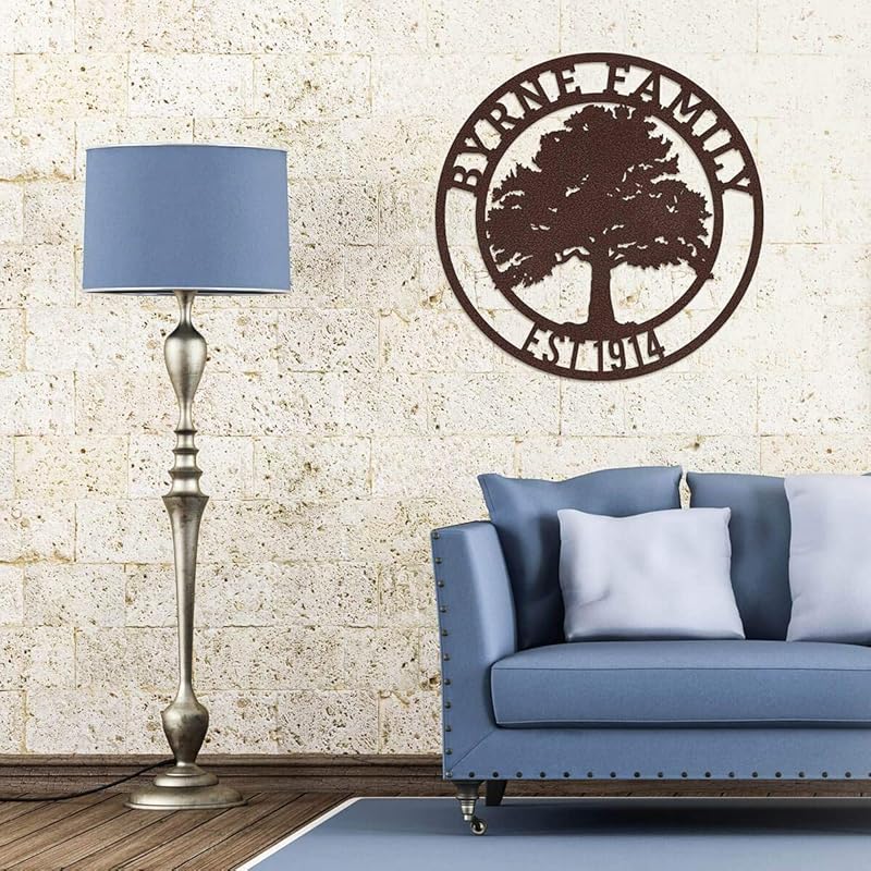 RealSteel, Tree of Life, Oak Tree Family Monogram, Custom Metal Signs, Personalized Wall Art, Split Letter Monogram, Metal Wall Decor, Last Name Sign, Family Name Sign, Dad Gift, Outdoor Garden Decor-Ruum Studio Home