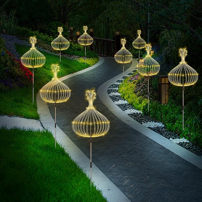 Maleyt Solar Garden Lights 8 Pack, Solar Powered Outdoor Decorative Lamps, 120 LED Solar Firework Lights with Remote Control, 8 Modes Waterproof DIY Landscape Lighting for Backyard Garden Decoration-Ruum Studio Home