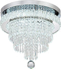 16“ Crystal Chandeliers Light Flush Mount Ceiling Light Fixtures Round Modern LED Chandelier for Living Room Bedroom Dining Room Closet Hallway (Cool White)-Ruum Studio Home