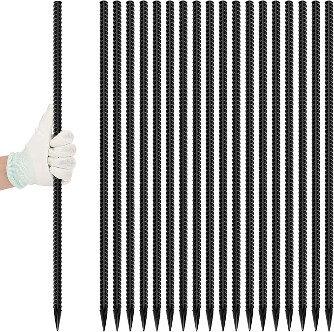 24 inches Straight Rebar Stakes 18-Pack Ground Stake Heavy Duty Metal Steel Spikes for Gardening, Concrete Forming and Camping Tent-Ruum Studio Home