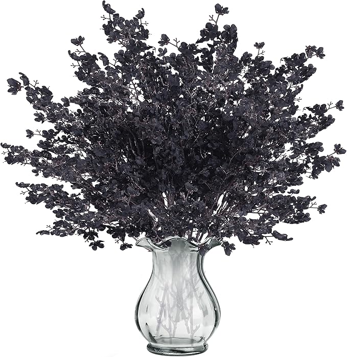 Sggvecsy 15 Pcs Babys Breath Artificial Flowers Gypsophila Bouquets Bulk Real Touch Fake Silk Flowers for Home Halloween Wedding DIY Floral Arrangement Table Centerpiece Festival Decoration (Black)-Ruum Studio Home