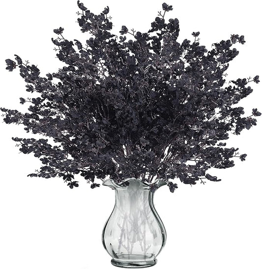 Sggvecsy 15 Pcs Babys Breath Artificial Flowers Gypsophila Bouquets Bulk Real Touch Fake Silk Flowers for Home Halloween Wedding DIY Floral Arrangement Table Centerpiece Festival Decoration (Black)-Ruum Studio Home