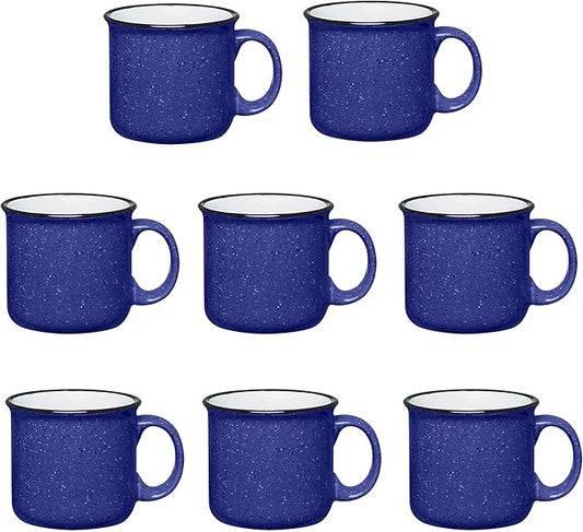 Set of 8 Ceramic Campfire Mugs – 15 Oz, Royal Blue – Coffee & Tea Cups for Home, Work, Travel, Camping – Customizable, Great for DIY, Events, Companies-Ruum Studio Home