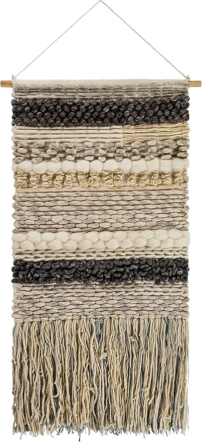 Mark&Day Wall Art, Mureck Bohemian Farmhouse Medium Gray Macrame Tapestry Wall Hanging for Living Room, Bedroom, Office or Kitchen (48"H x 24"W)-Ruum Studio Home